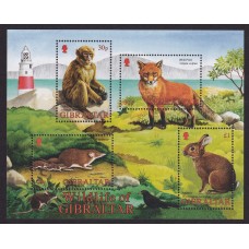 GIBRALTAR FAUNA SALVAJE FAROS HOJA BLOQUE DE ESTAMPILLAS NUEVAS MINT